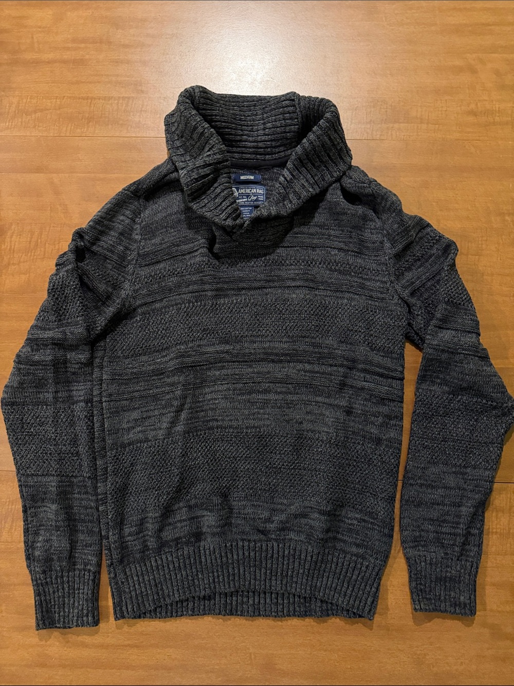 American Rag Men's Charcoal Ribbed Turtleneck Sweater